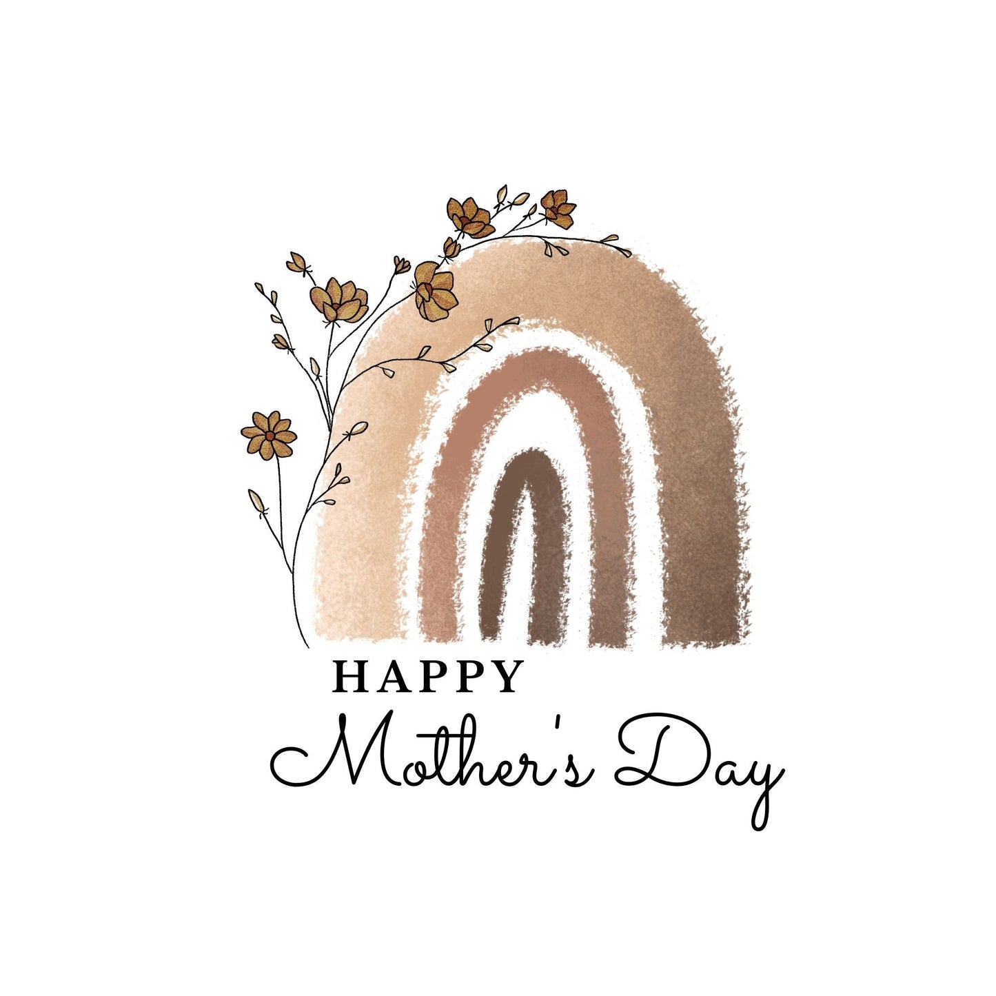 Rainbow and Flowers Mother's Day Gift - Glass Tumbler Wrapped With UV Design- Brown and Beige frosted 16oz Tumbler with Straw and ribbon