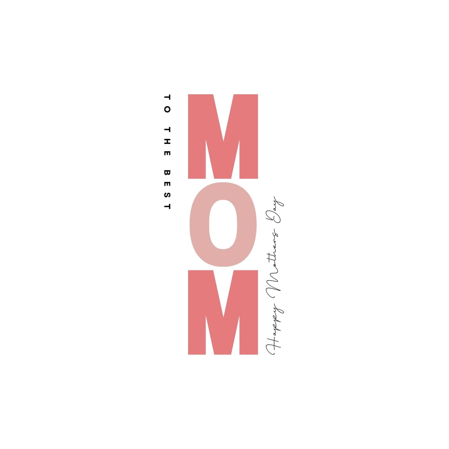 To The Best Mom- Mother's Day Gift - Glass Tumbler Wrapped With UV Design- Pink and Beige frosted 16oz Tumbler with Straw and Ribbon